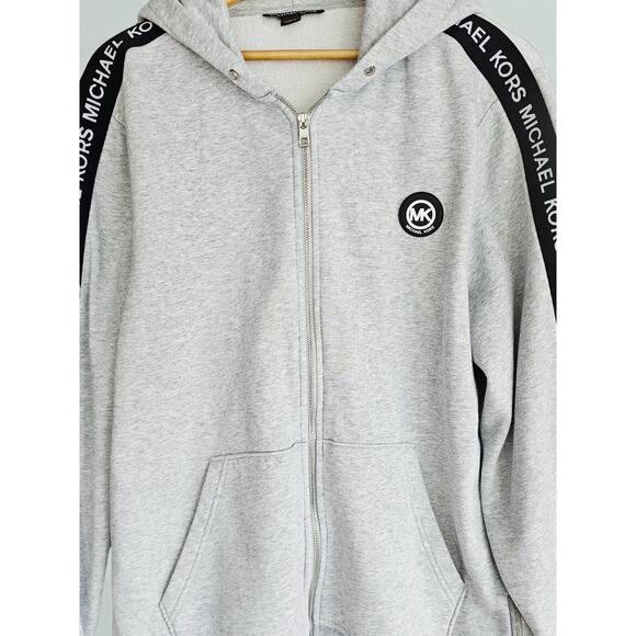 Michael Kors Unisex Tape Logo Hoodie Heather Gray XL - Picture 4 of 5